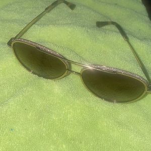 New Jimmy Choo Triny J5G Gold Metal Aviator Sunglasses Brown Lens